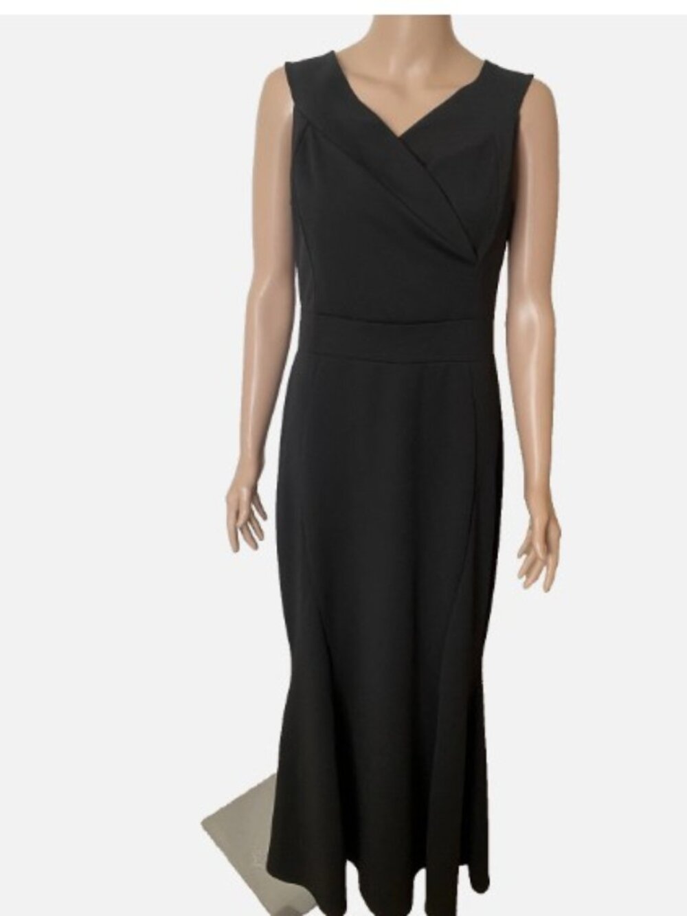 CARLA CONTI Made in Italy Black V Neck Wrap Top Maxi Dress Size XL